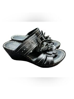 Black Wedge Sandals Size 7